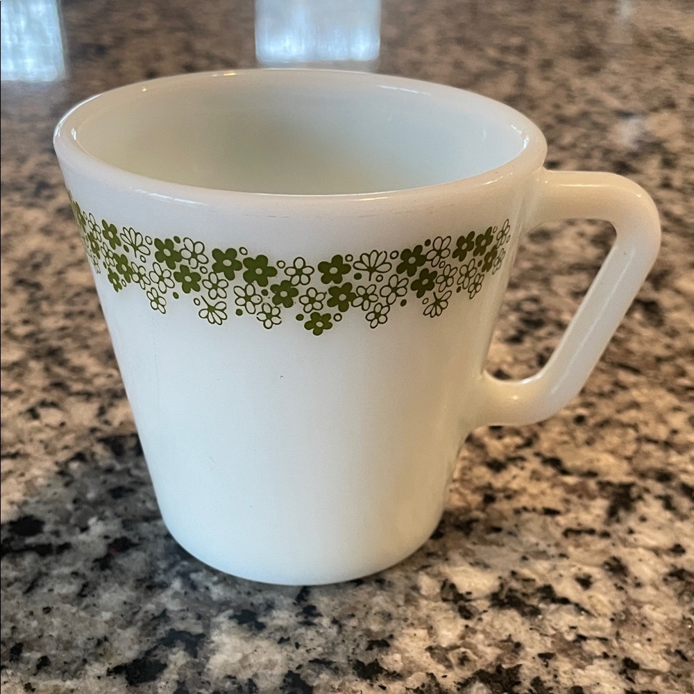 Vintage Pyrex Spring Blossom Green Floral Coffee Mug